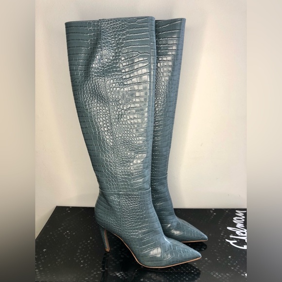 Sam Edelman Shoes - New Sam Edelman Fraya Croc-Embossed Leather Knee-High Boots Size 6.5